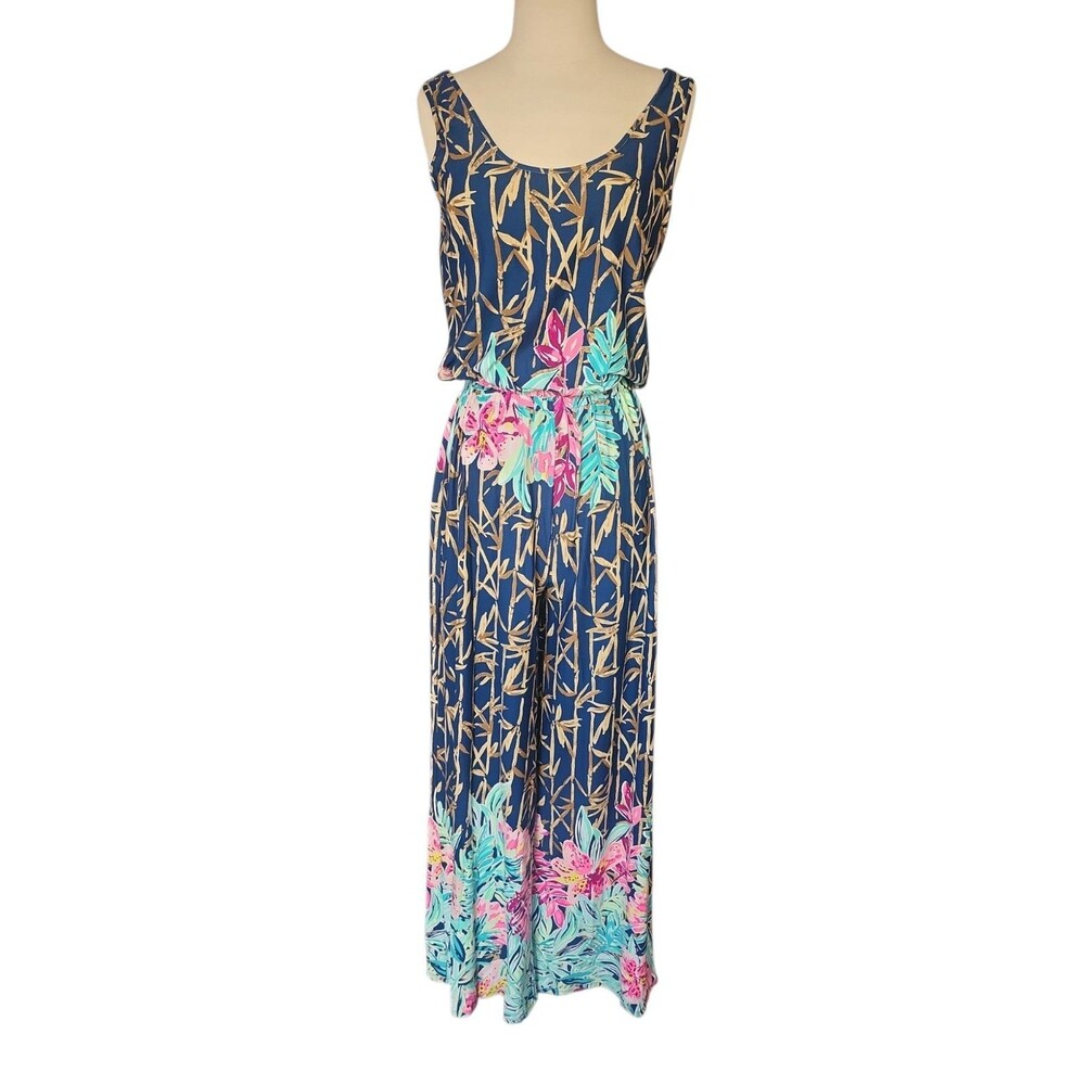 Lilly Pulitzer Resort Wear Sleeveless Kori Jumpsuit Womens Small Floral Wide-Leg
